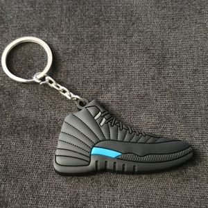 🔥 Jordan 12's (blk/blk w blu stop strip)Keychain